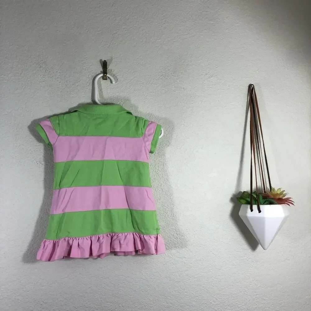 Ralph Lauren pink and green striped polo dress